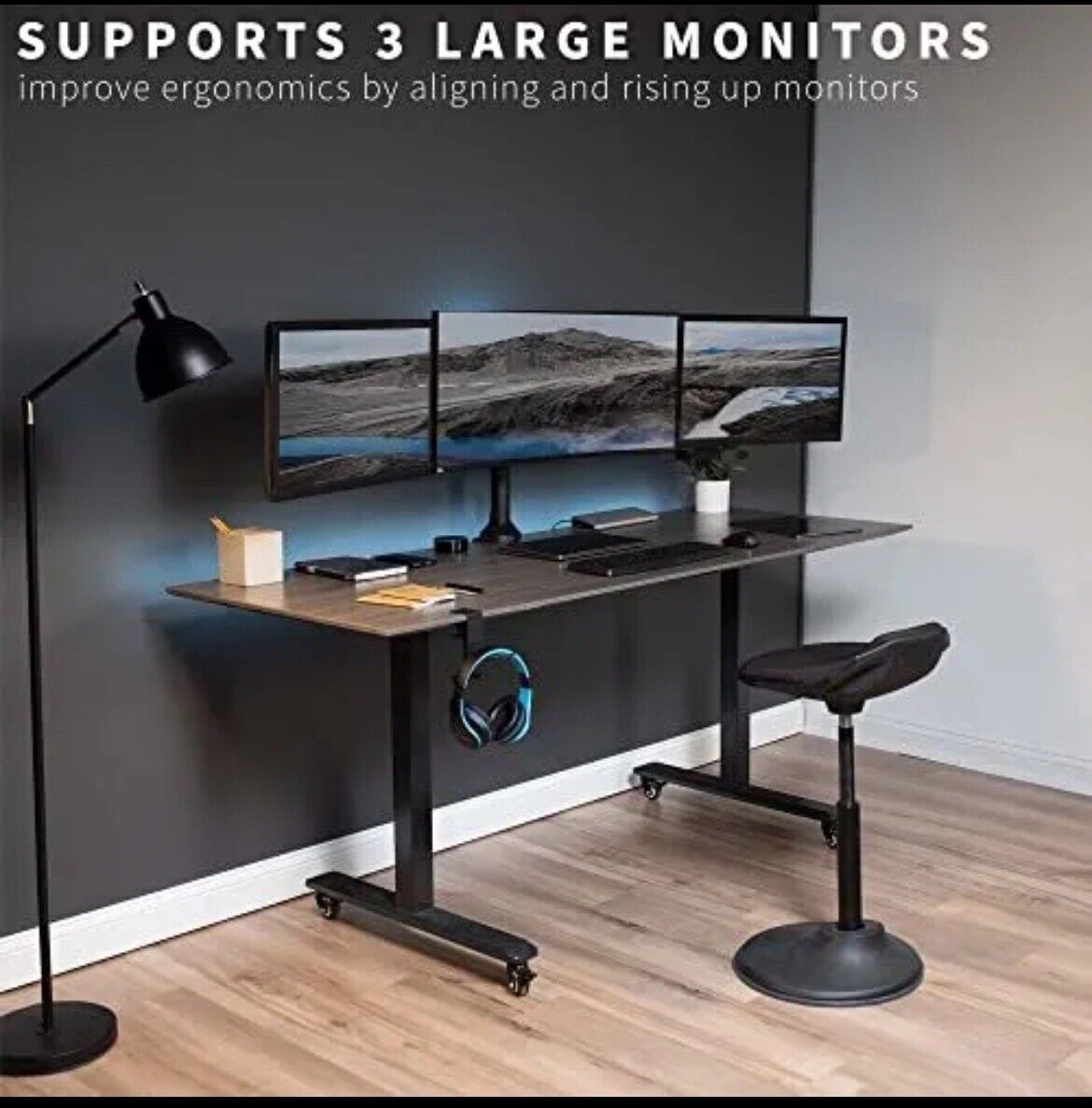 VIVO Triple 23 to 32 inch LED LCD Computer Monitor Desk Mount VESA Stand, Hea...
