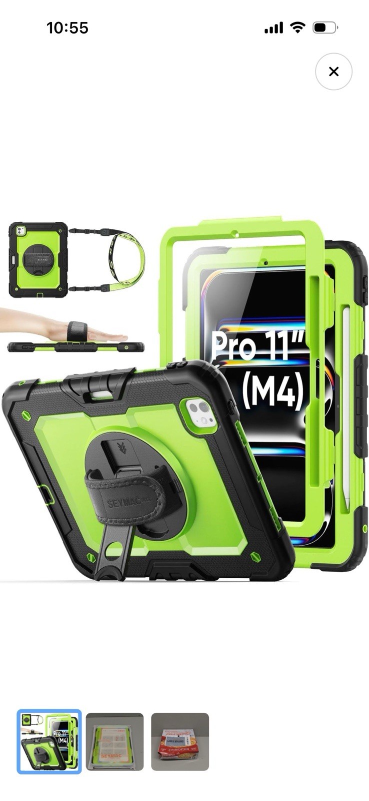 Seymac iPad Pro 11 M5-M4 Shock Proof Heavy Duty Case Pencil Holder Rotating