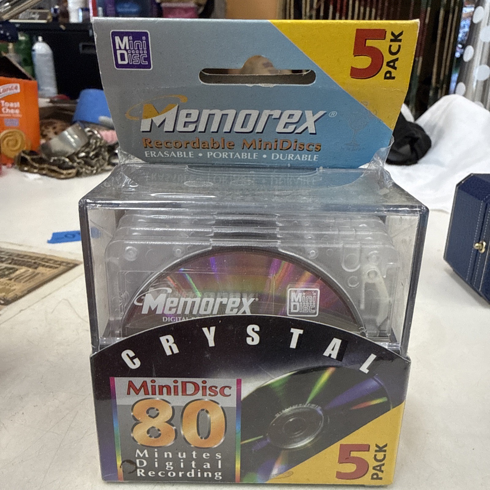 NEW SEALED Memorex Crystal 80-Minute Recordable Erasable MiniDiscs 5 Pack