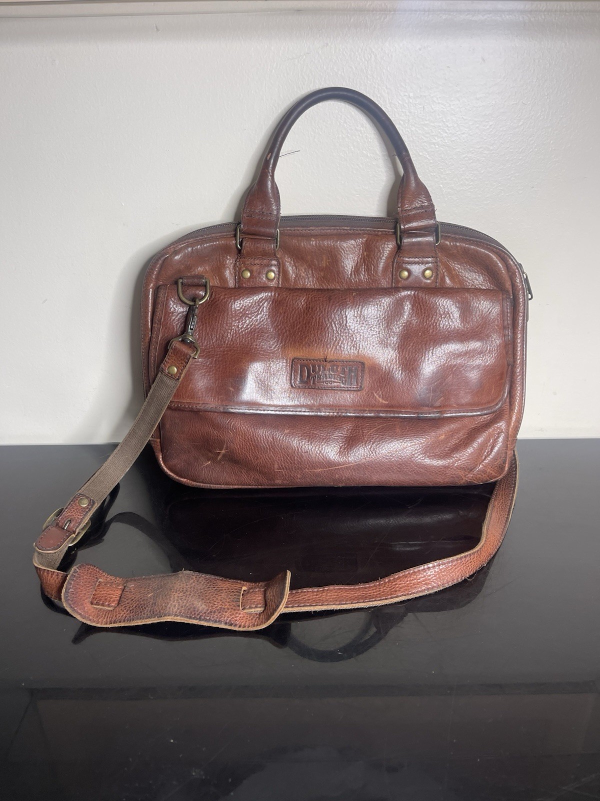 Leather Briefcase Laptop Travel Carry On Messenger Bag by Duluth Trading Company