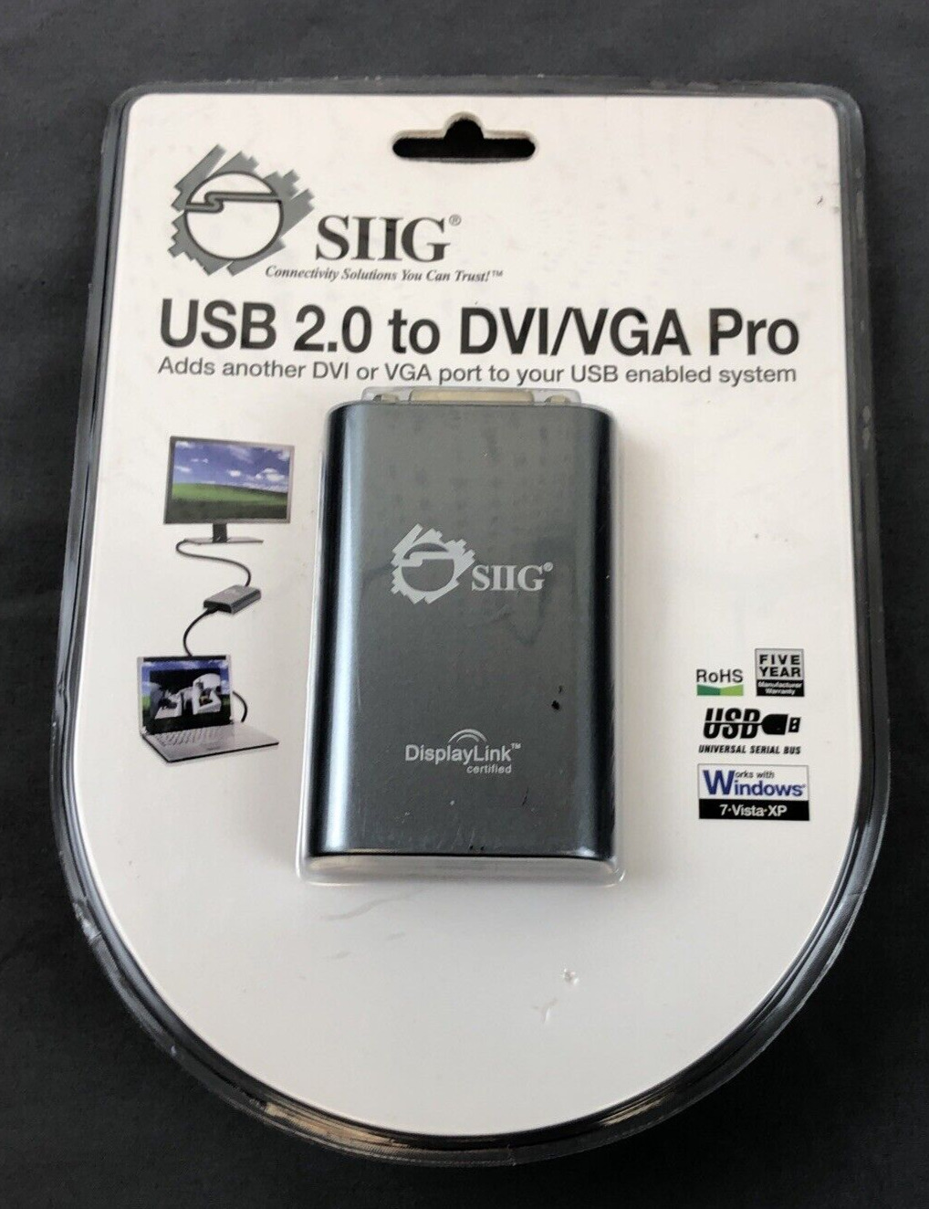 SIIG USB 2.0 to DVI/VGA Pro Multi-Monitor Converter for Windows and Mac 1080p
