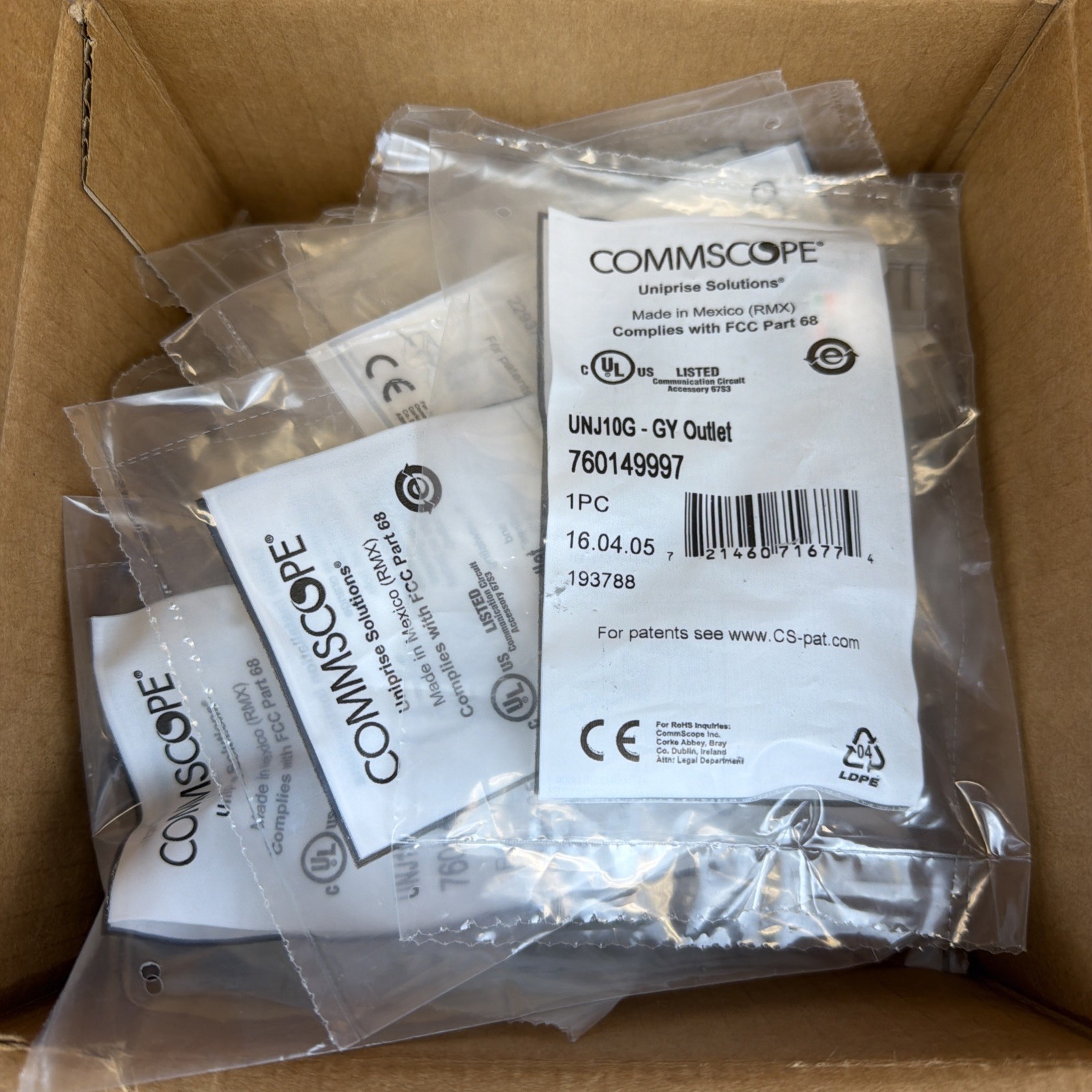 x17 CommScope Uniprise UNJ10G-GY Outlet Cat6A U/UTP RJ-45 Modular Jack Red Lot