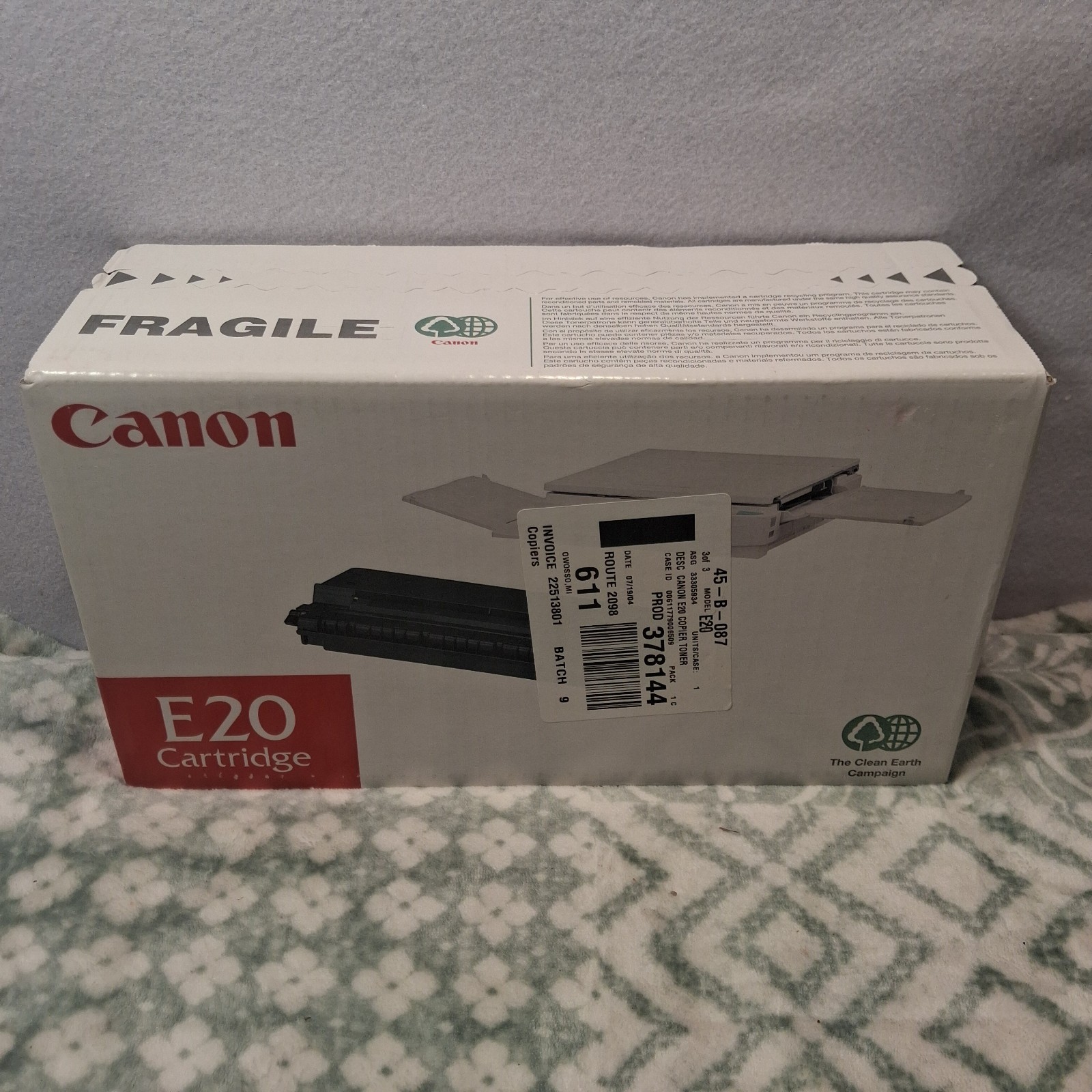 Genuine Canon E20 Black Toner Cartridge NOS NIB PC300 PC400 PC500 Copier Series