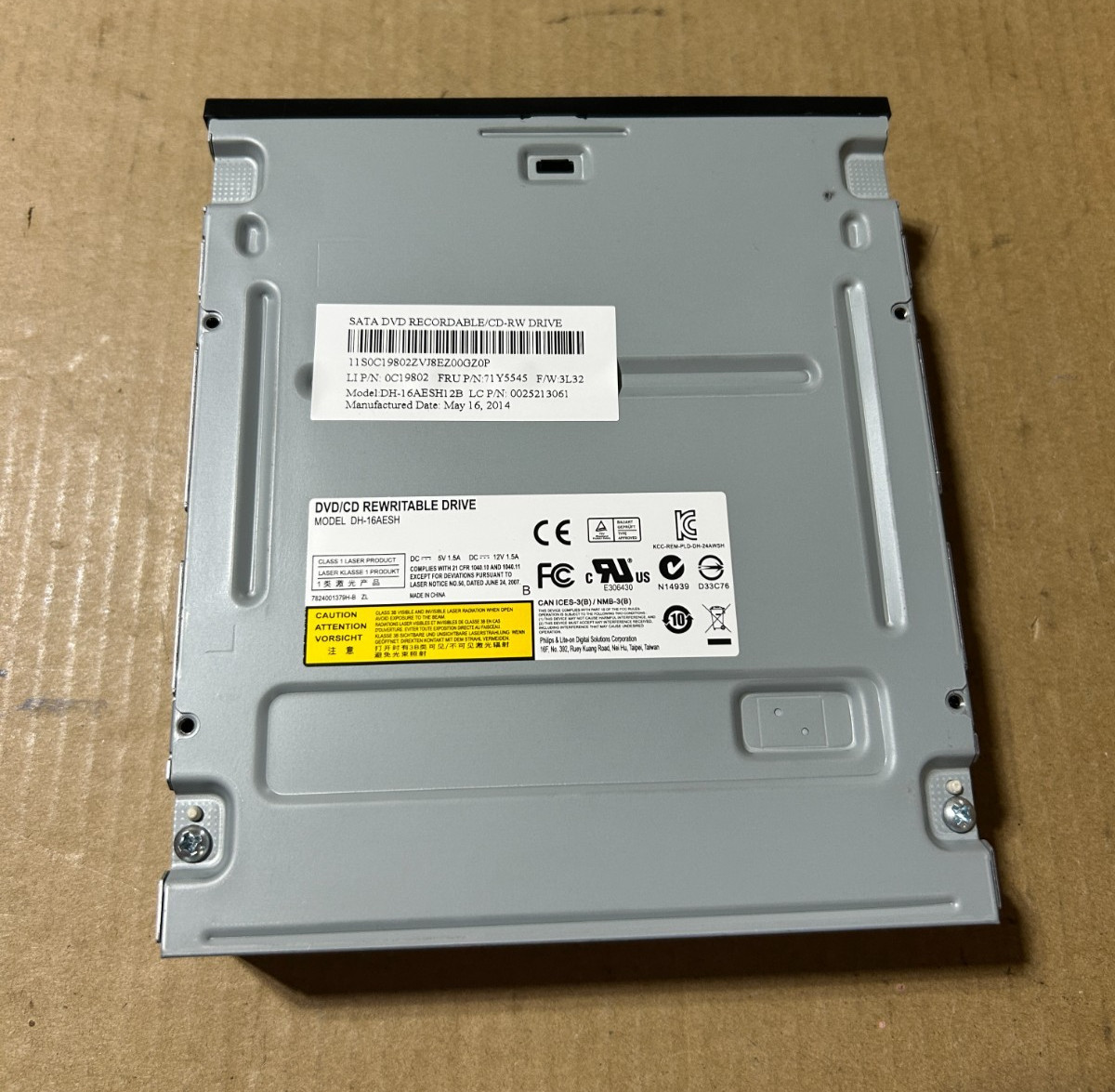 Used - Tested - Lite-ON - Philips - DH-16AESH12B - 16x SATA CD/DVD-RW Drive