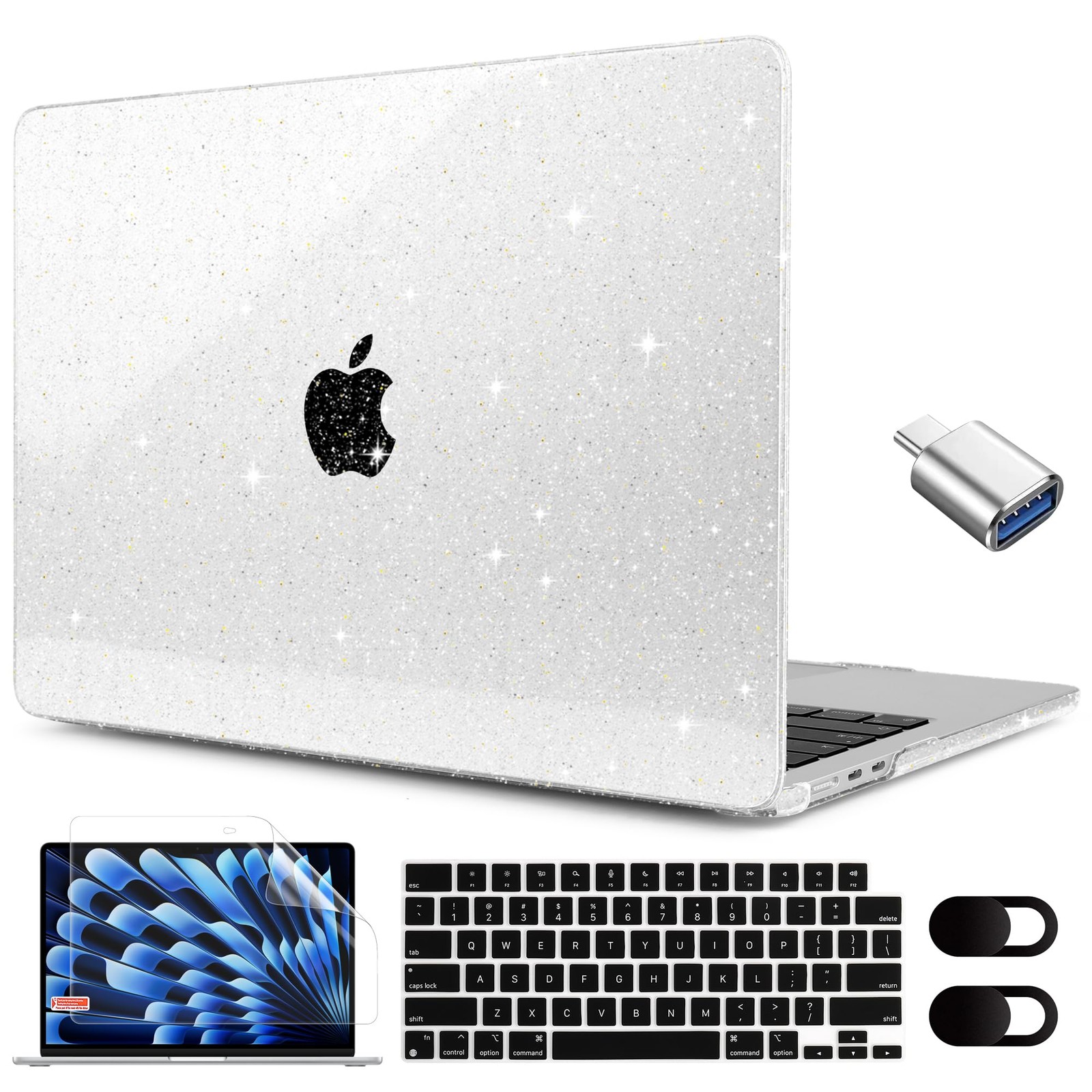 Glitter Case for M4/M3/M2 MacBook Air 15 inch Case 2025 2024 2023, Fit Model ...