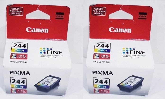 2 Genuine Original Factory Sealed OEM Canon 244 Color Inkjet Cartridges
