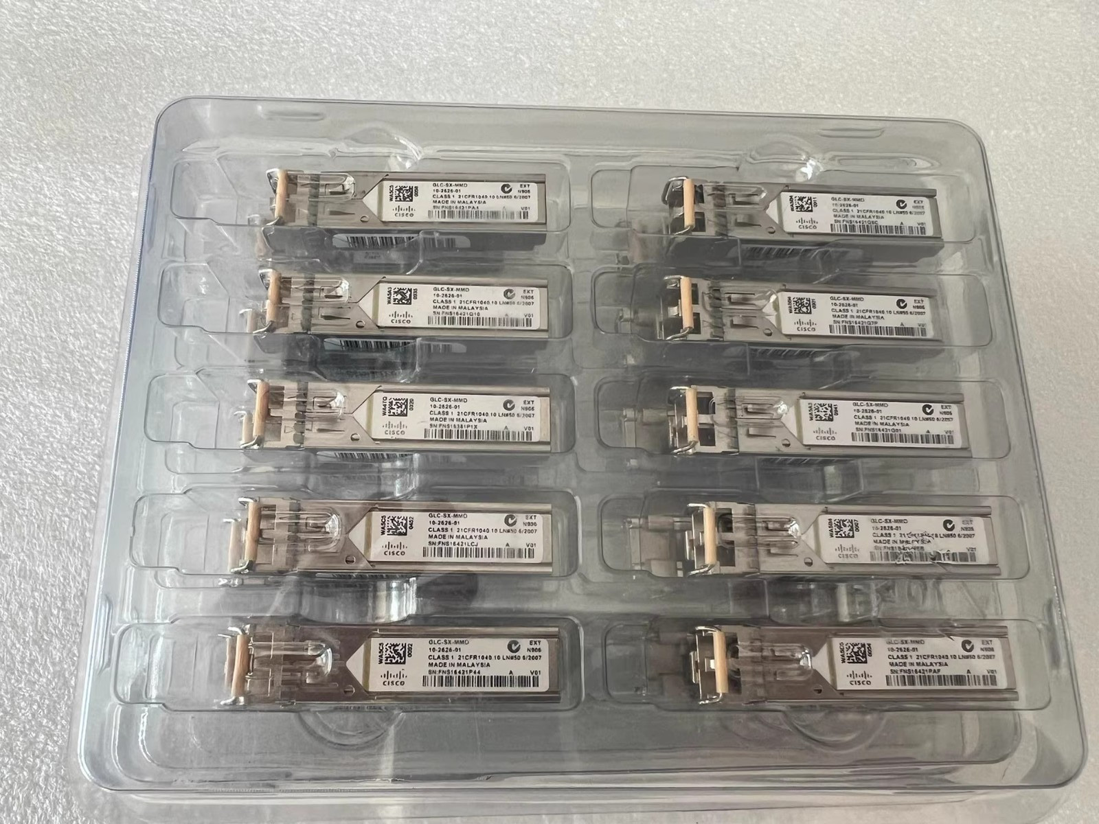 10pcs Genuine Cisco 10-2626-01 GLC-SX-MMD 1000BASE SFP MMF 850nm Transceiver
