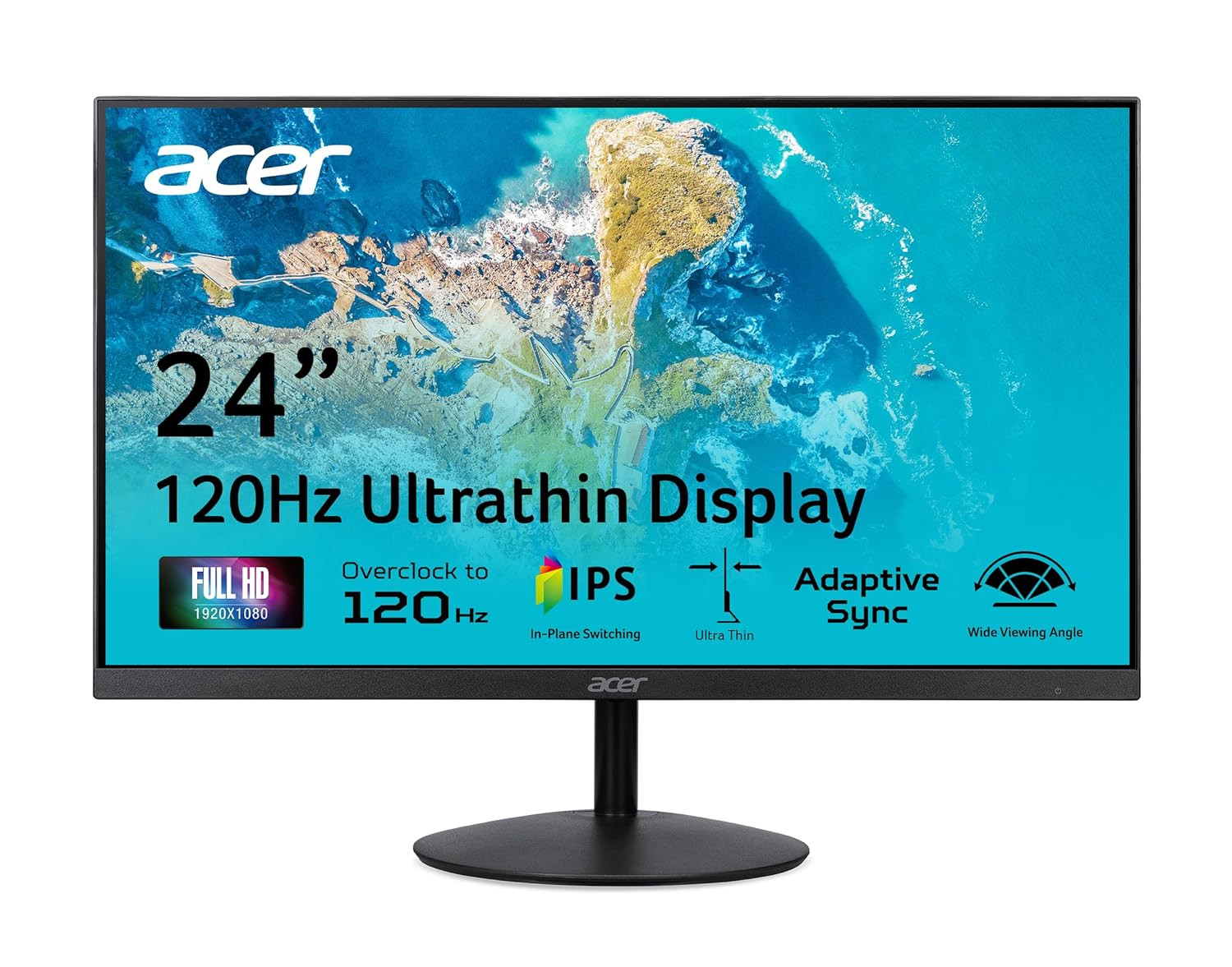 Acer SB240Y G0Bi 23.8" IPS Full HD Ultra-Slim Edge-To-Edge Gaming Office Monitor