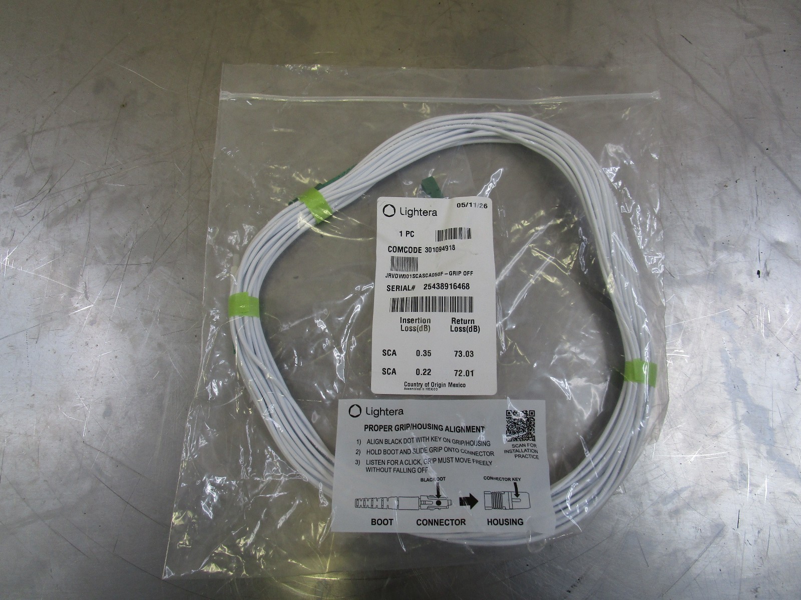 Lot of 2 New Lightera Optical Cable SCA to SCA White 301094918