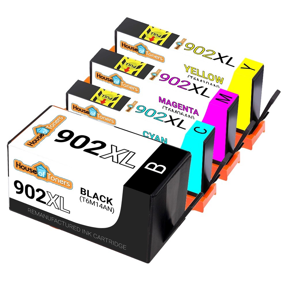 4PK Fits HP 902XL Black Cyan Magenta Yellow Ink for HP Officejet Pro 6960 6968 