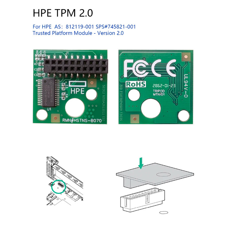 New HPE TPM 2.0 For HPE 812119-001 745821-001 Trusted Platform Module