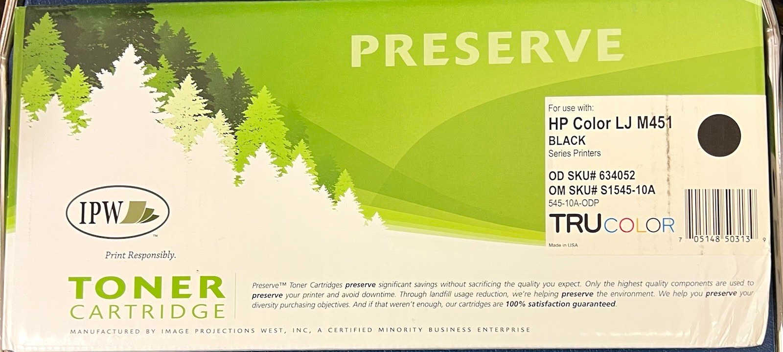 IPW Preserve Black Laser Toner Compatible for HP Color LJ M451 S1545-10A