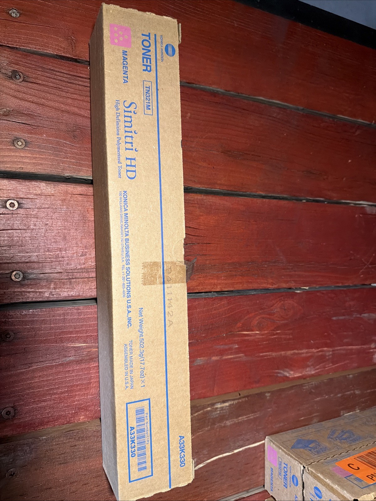 Genuine Konica Minolta TN321M (A33K330)  Magenta Toner Cartridge-Open/Worn Box