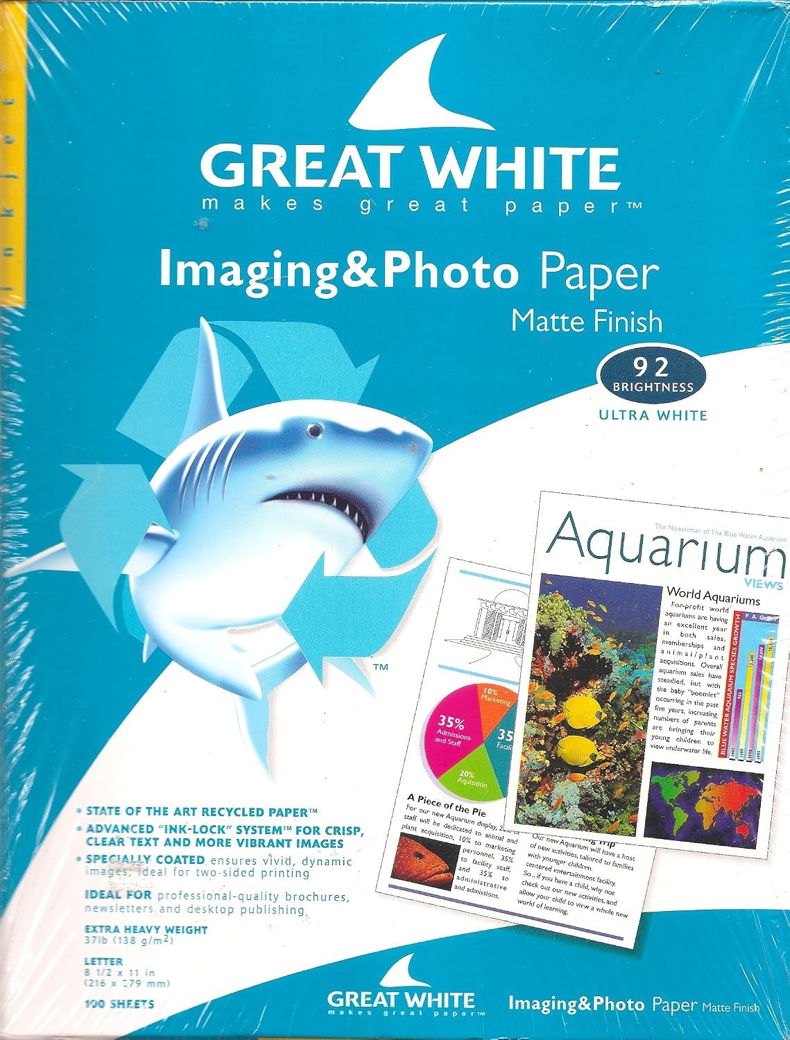 Great White Imaging & Photo Matte Inkjet Photo Paper 8.5x11 White 100 Sheets 92