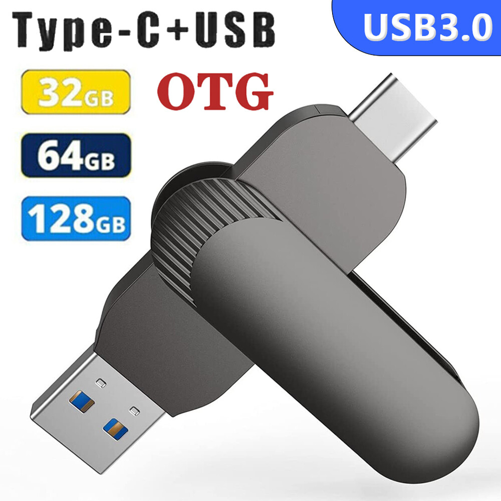 2-in-1 Type C Flash Drive USB 3.0 Dual OTG Metal Rugged Swivel USB Thumb Drives