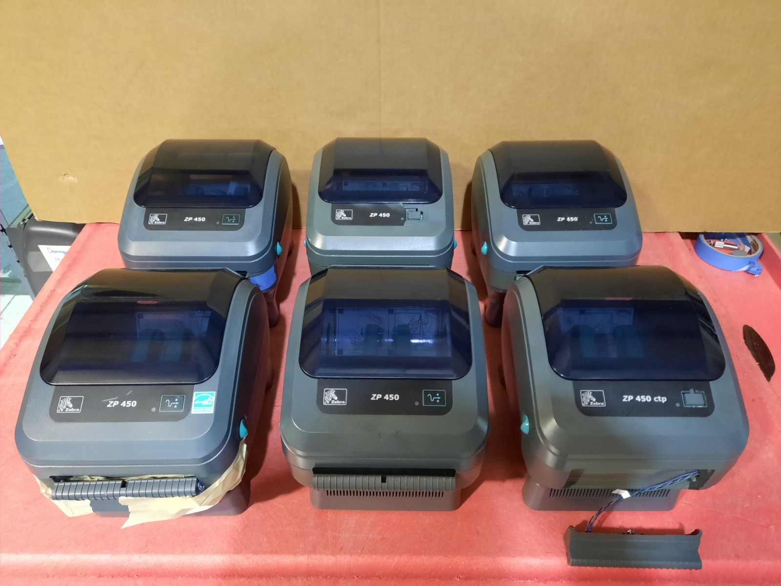 Lot of 6 Zebra ZP 450 CTP Thermal Label Printer READ DESCRIPTION For Parts