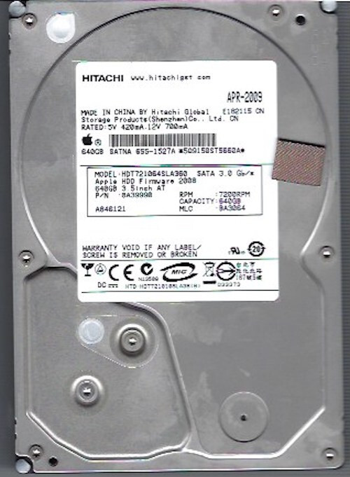 Hitachi HDT721064SLA360 PN:0A39990 MLC:BA3064 Apple#655-1527A 640gb Sata HDD
