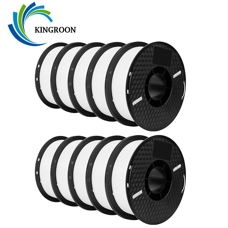 Kingroon 10KG 3D Printer Filament PLA 1.75 mm FDM Bundle Spool 10 Roll 1KG White