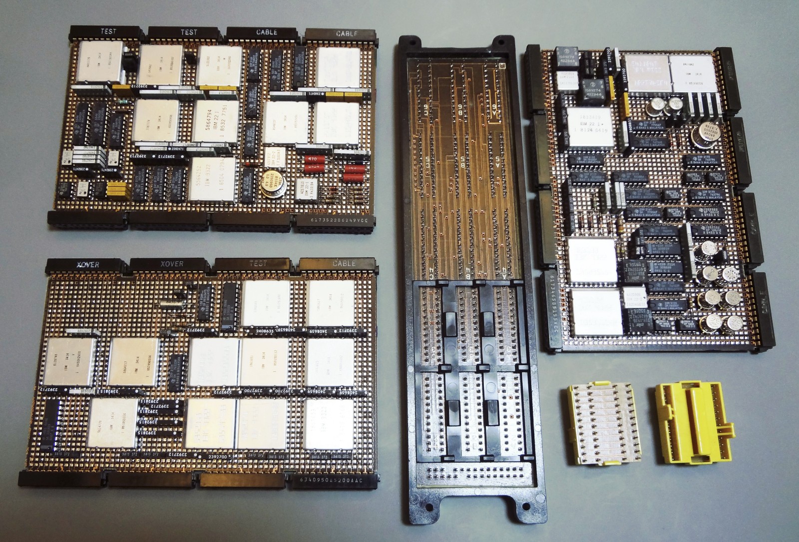 Vintage IBM logic modules, Back-plane, Jumpers, IBM SLT