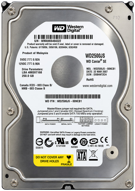 Western Digital WD2500JS 250GB SATA HDD Tested Sanitized - Premium Grade