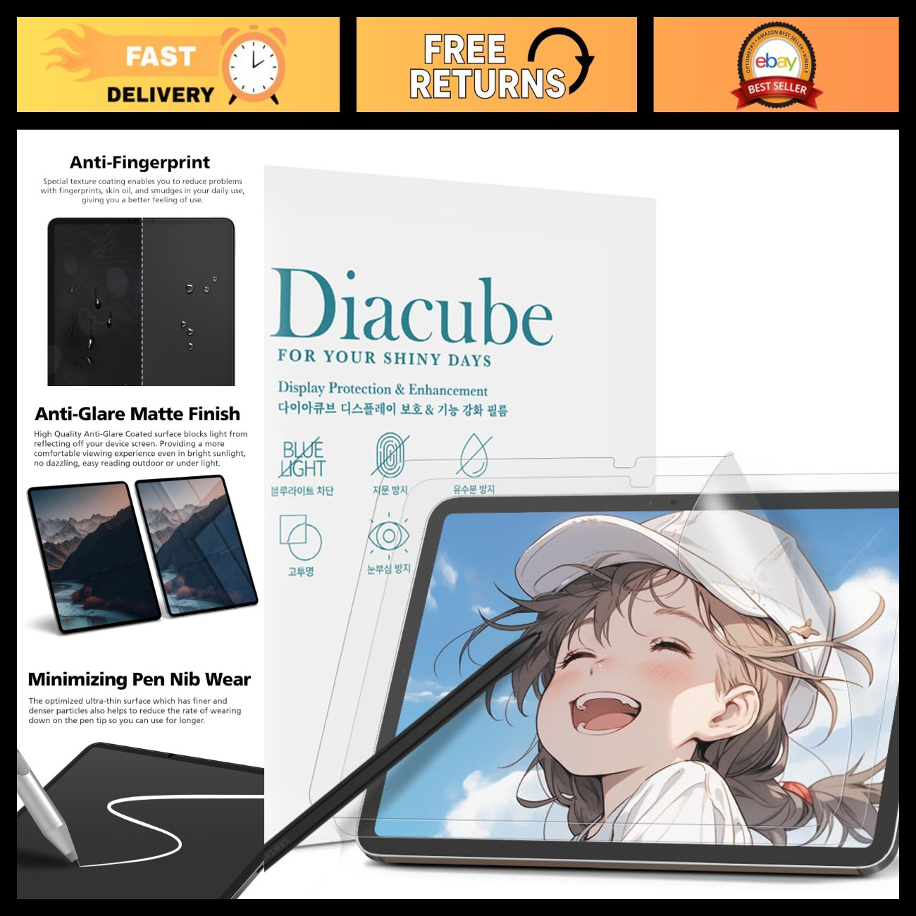 2 Pack Anti-Glare Matte Screen Protector for Samsung Galaxy Tab S10/S9 FE 10.9”