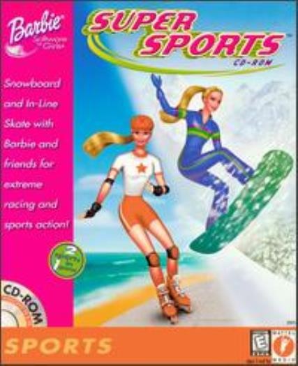 Barbie Super Sports PC CD girls snowboard inline skating park rollerblading game
