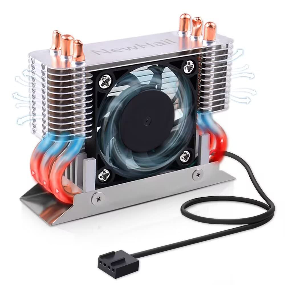 12V M.2 2280 SSD Heatsink with 40Mm PWM Cooling Fan, Copper Heat Pipes and Therm