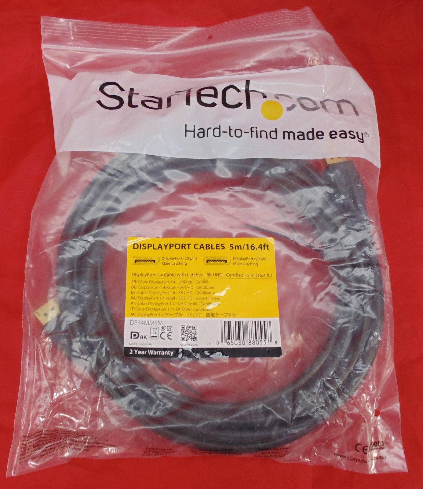 New StarTech DisplayPort 1.4 8k UHD Certified 5m/16.4ft Cable