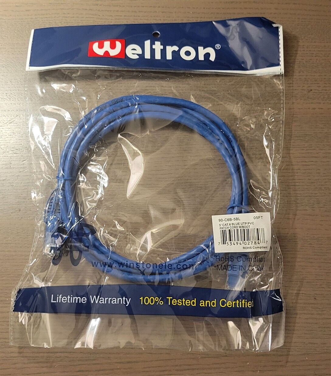 Weltron 90-C5EB-7BL Patch Cable NEW SEALED