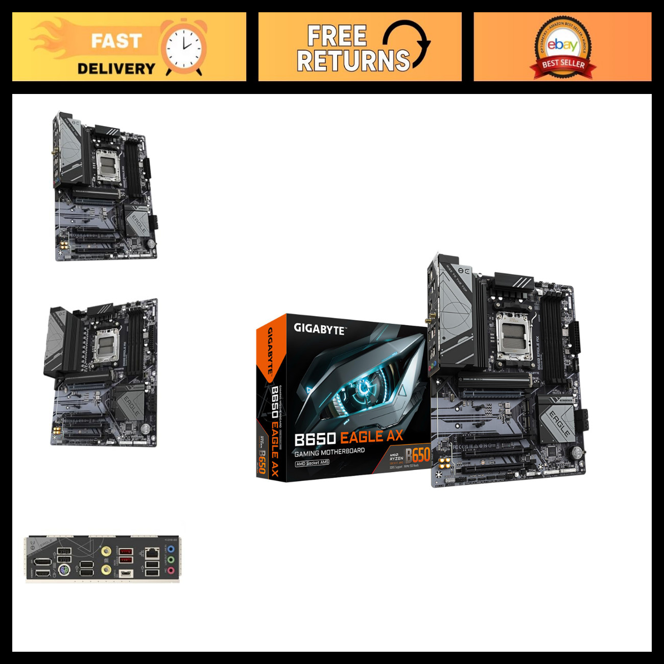 ATX Motherboard AM5 LGA 1718, DDR5, Triple M.2, WiFi 6E, USB 3.2 Gen2x2