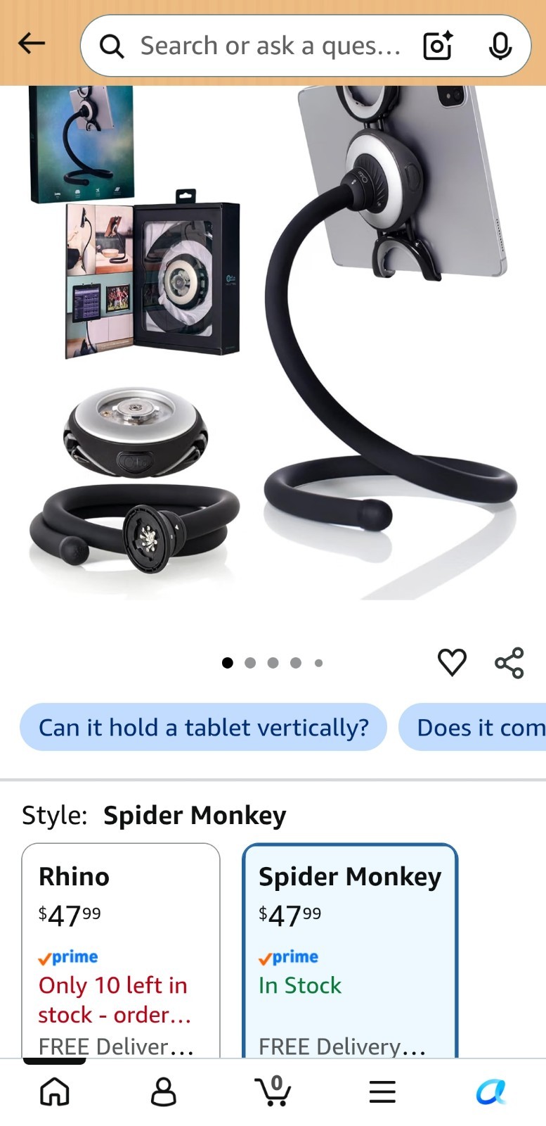 OCTA Spider Monkey Premium 36" Gooseneck Tablet Stand iPad Pro, Air, Mini NEW