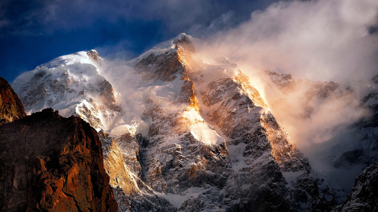 Landscape nature snowy peak storm mountains Custom Gaming Mat Desk
