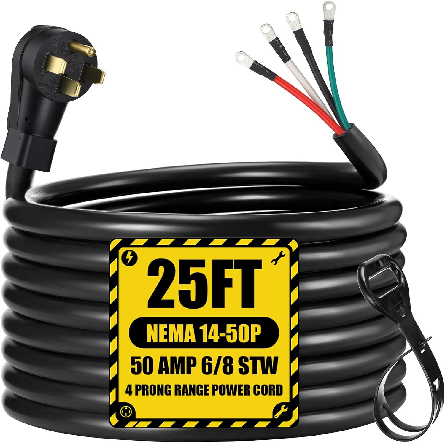 25 FT 6/8 AWG 50 Amp 4 Prong Replacement RV Power Cord Compatible with NEMA 14-5
