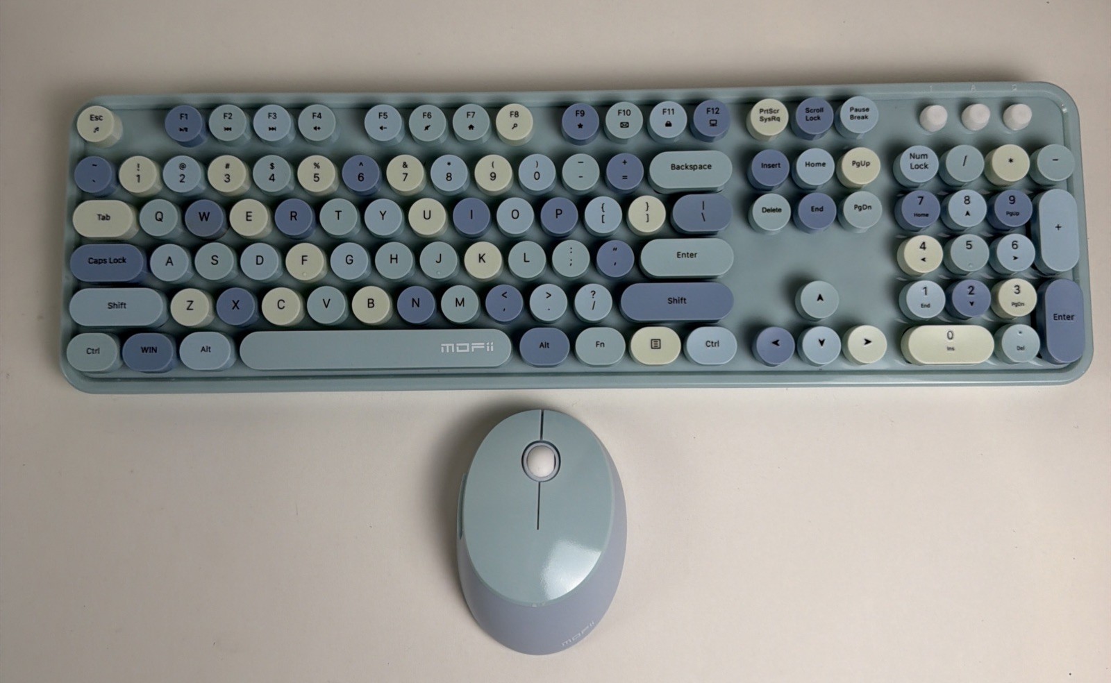 MOFii Wireless Sweet Keyboard and Mouse Combo 2.4Ghz Colorful Keyboard USA Blue