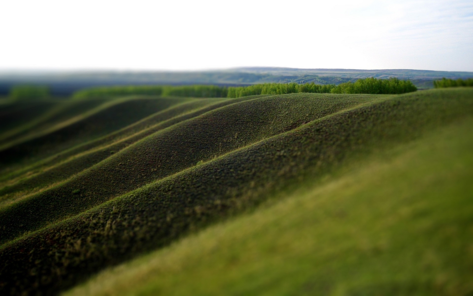 Landscape field outdoors tilt shift hills blurred Custom Gaming Mat Desk
