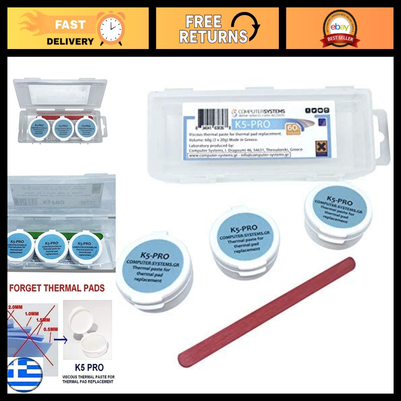 High-Performance Thermal Paste 60g - 3x20g Pack for iPhone, PS4, Xbox, PC