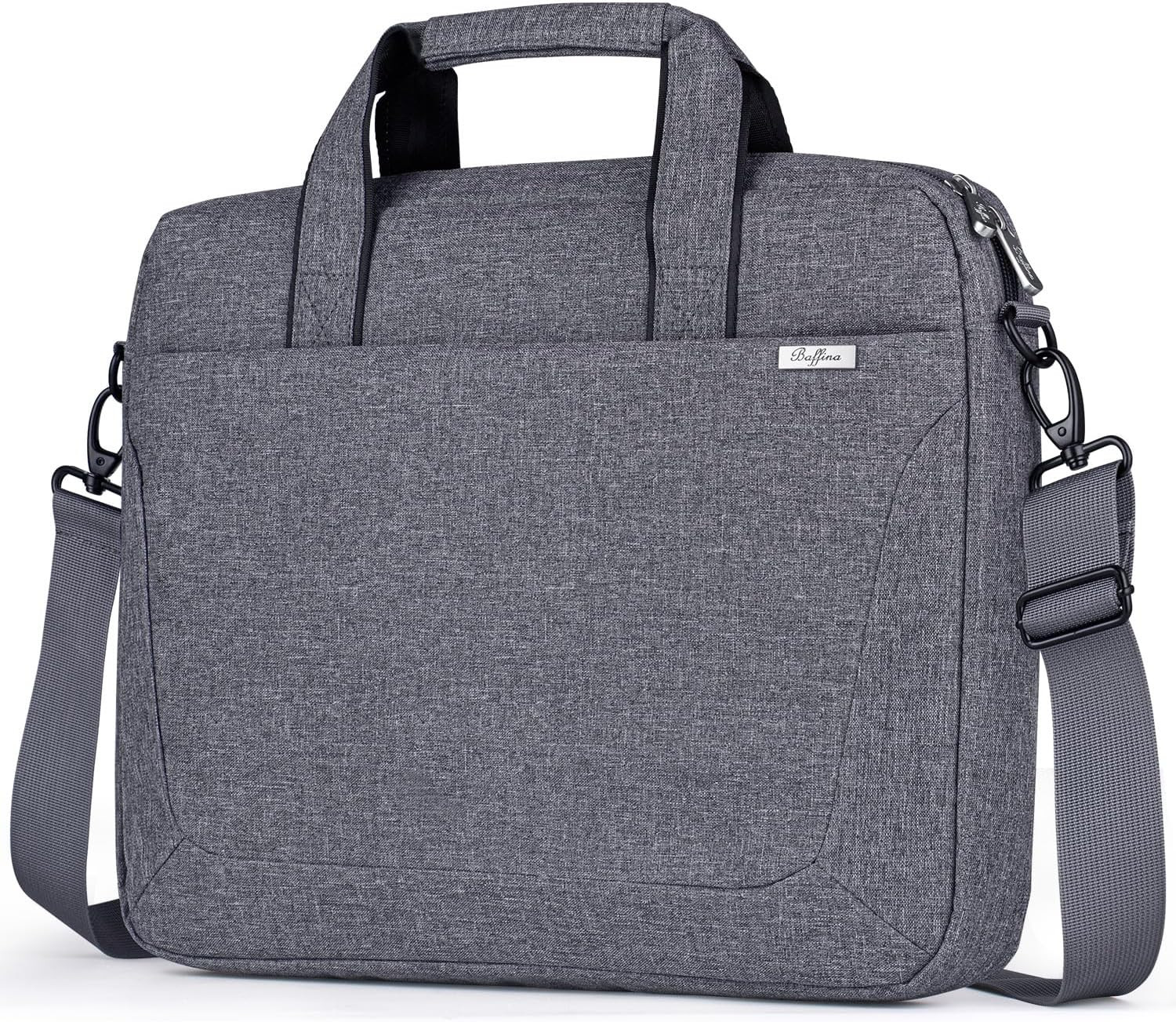 Maletín Laptop 15.6-16", Impermeable, Gris, Asa y Correa