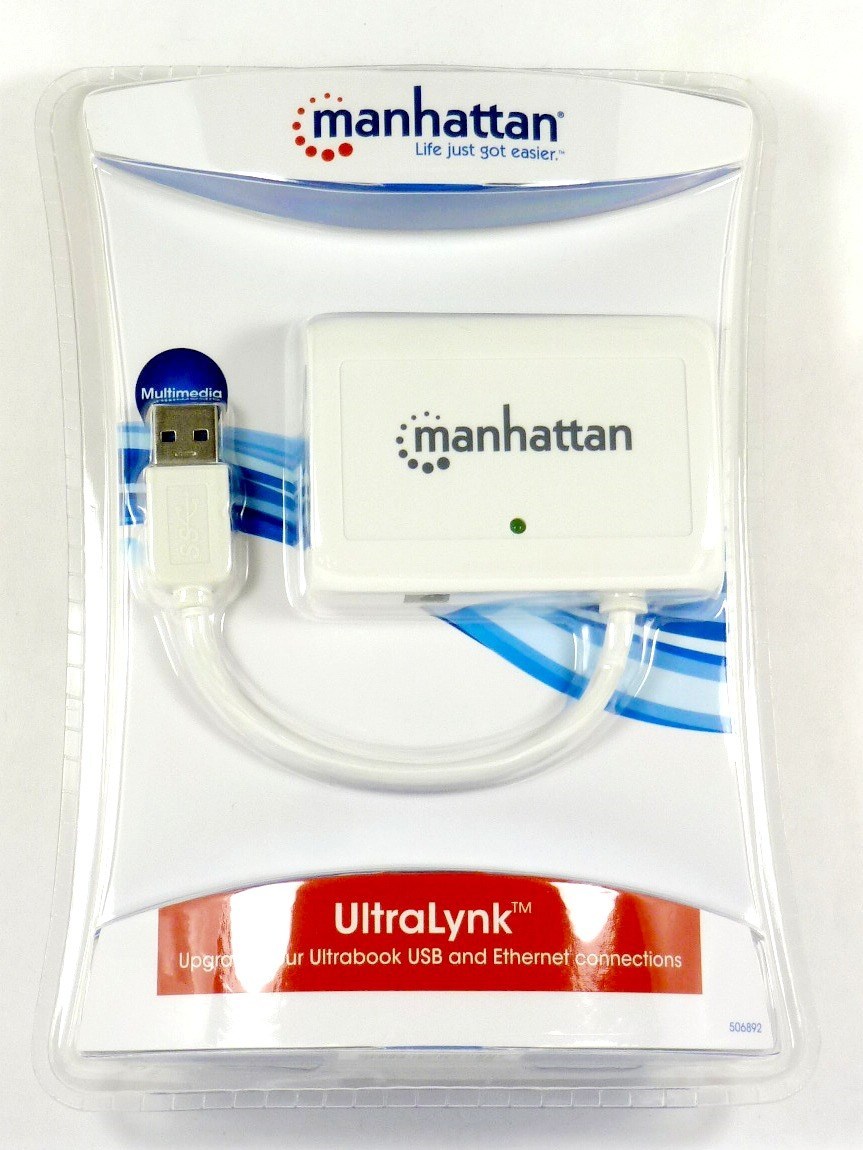 506892 MANHATTAN UltraLynk 3-Port Superspeed USB 3.0 Hub+Gigabit Ethernet Port