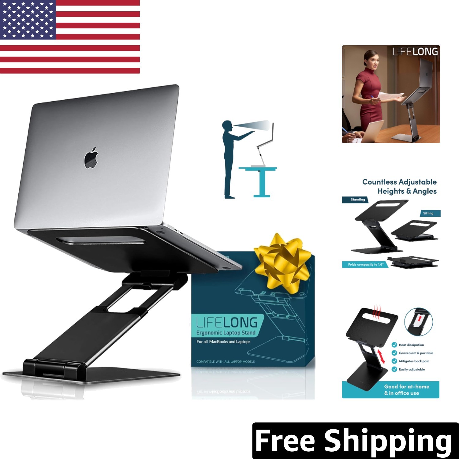 Upryze Portable Laptop Stand: Ergonomic & Foldable with Cool Design for Desk Use