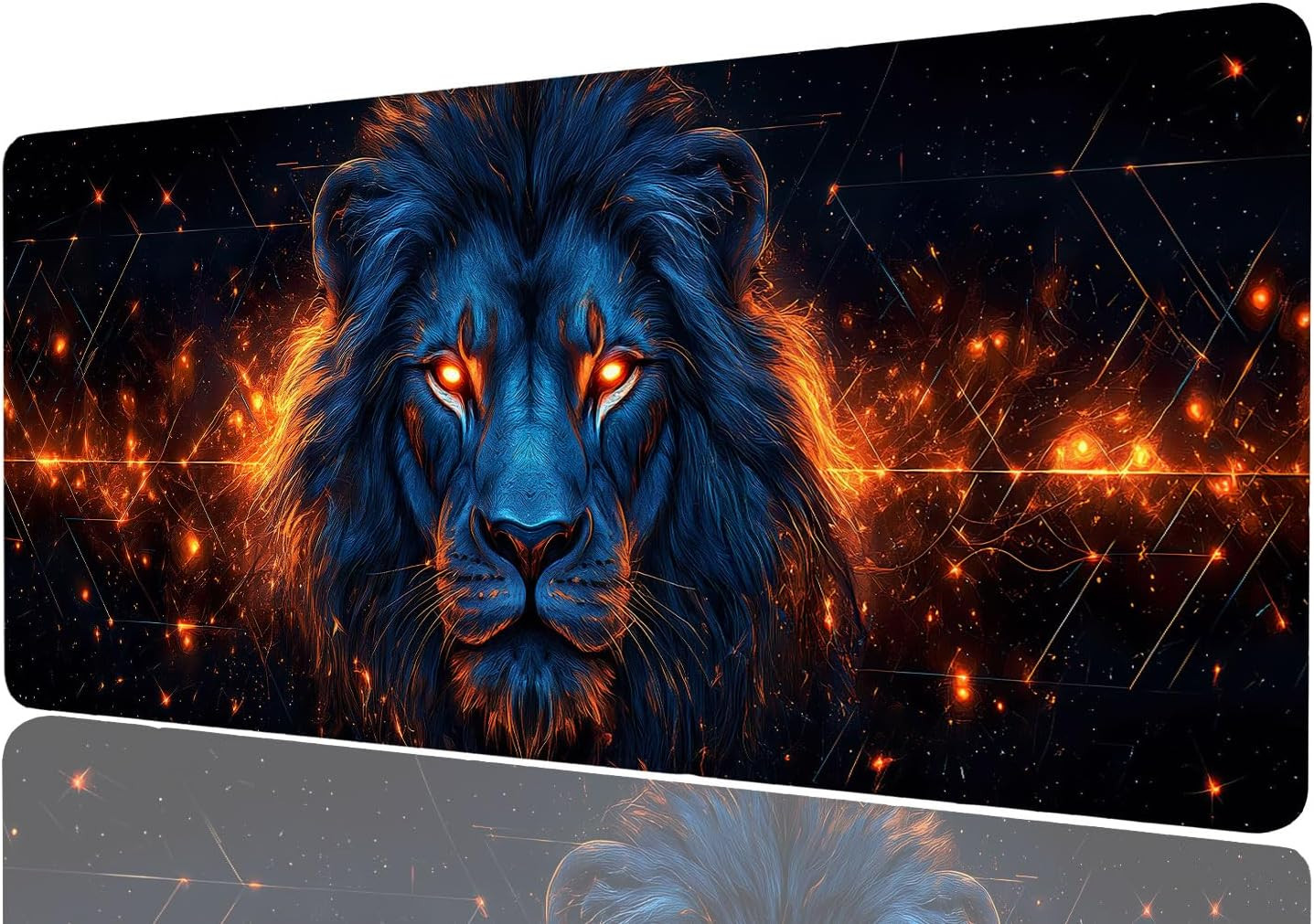 Animal Desk Mat Wildlife Lion Fantasy Gaming Mouse Pad Mat with Stitched Edge