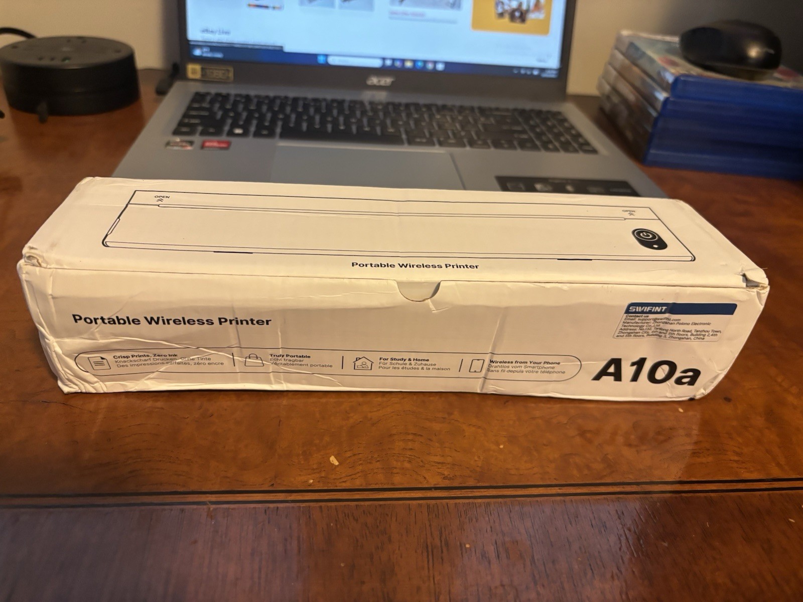 SWIFINT A10a Thermal Printer Wireless Inkless For 8.5'' X 11'' & A4 - White