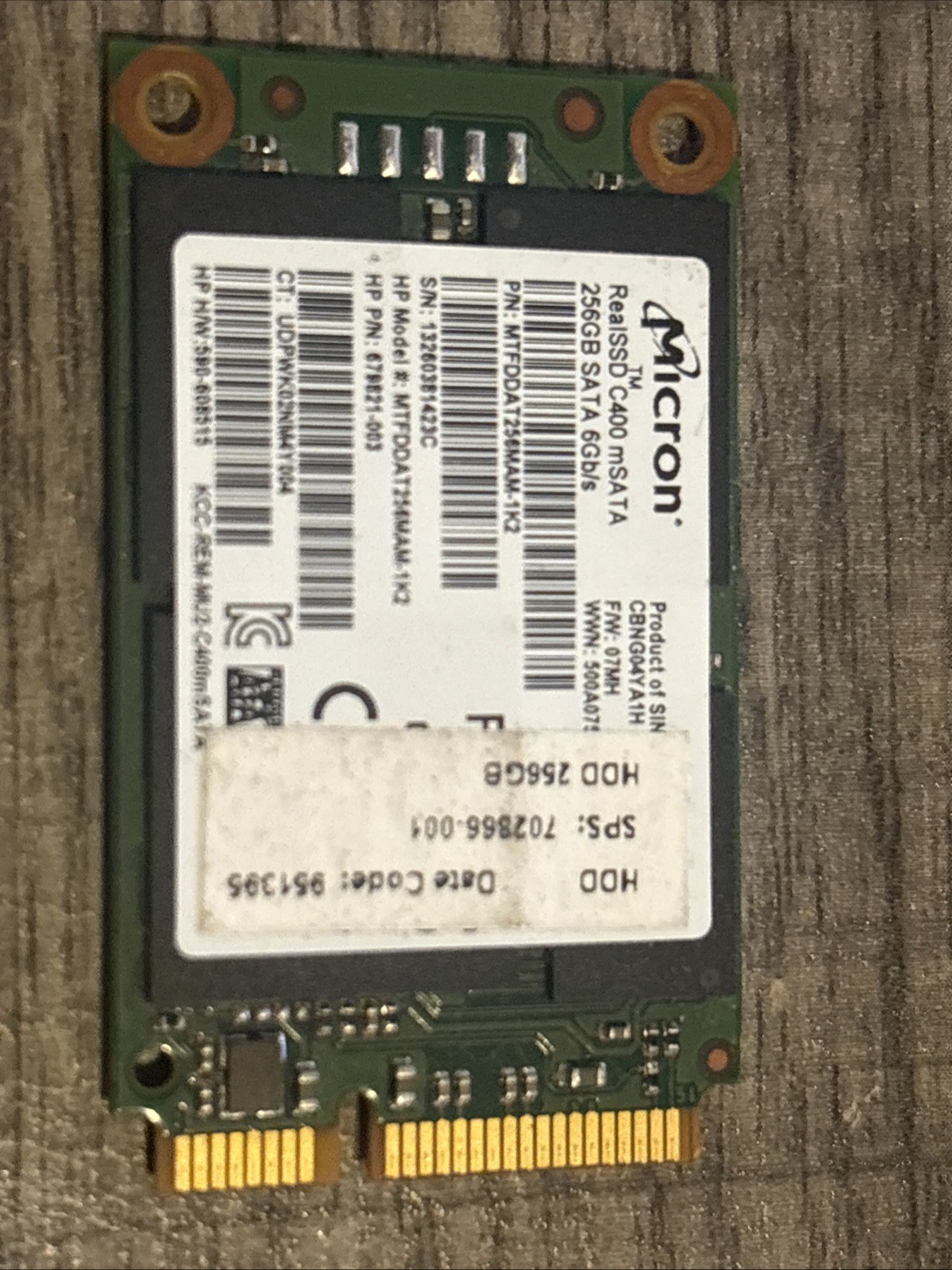 Micron RealSSD C400 256GB mSATA SSD SATA 6Gb/s HP 679821-003 MTFDDAT256MAM-1K2