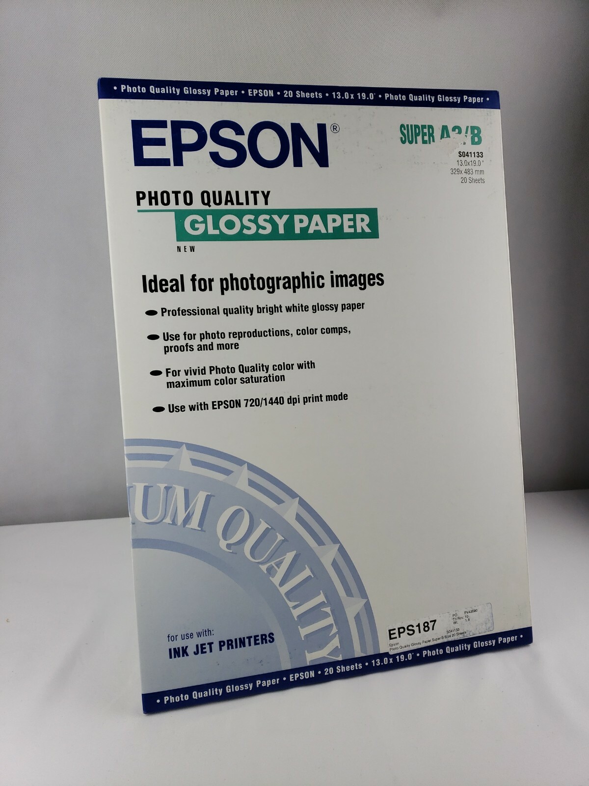 Super A3/B Paper Epson Photo Quality Glossy 13" x 19" Ink Jet S041133 -36 Sheets
