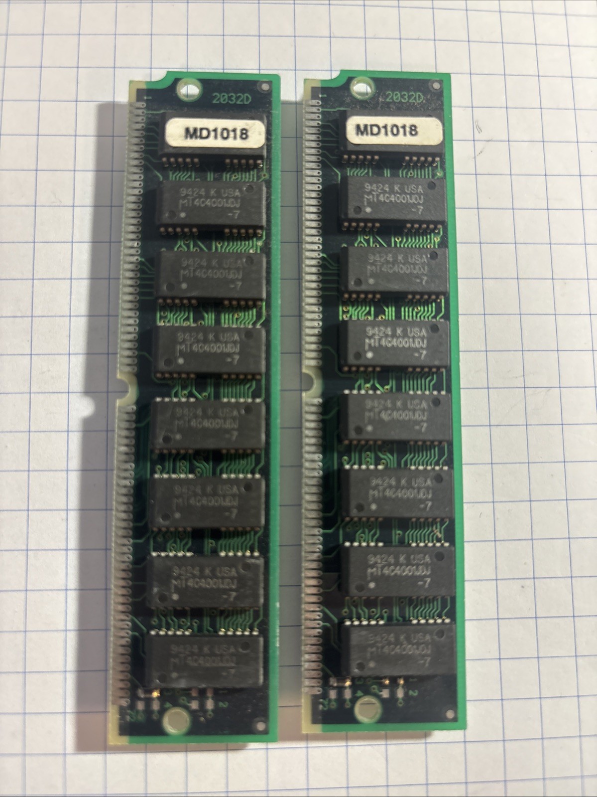 16MB Kit (2x 8MB) 72-Pin SIMM FPM RAM 70ns Micron MT4C4001 Vintage 486 Pentium
