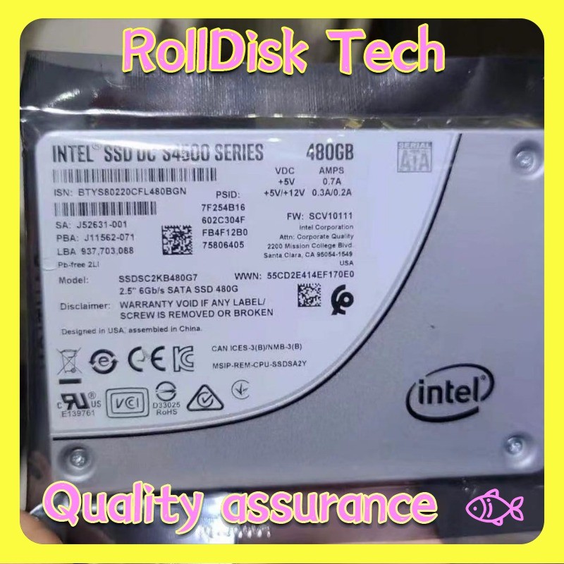 New INTEL DC S4500 SERIES 480GB SATA 6Gb/s 2.5" SOLID STATE DRIVE SSDSC2KB480G7