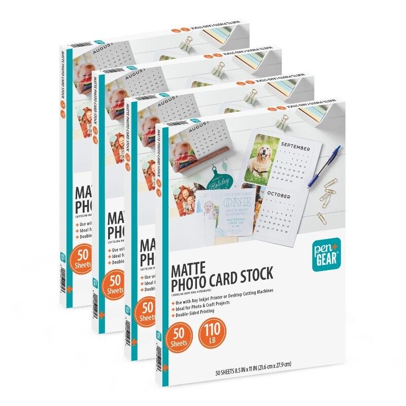 Pen+Gear White Matte Photo Card Stock, 8.5