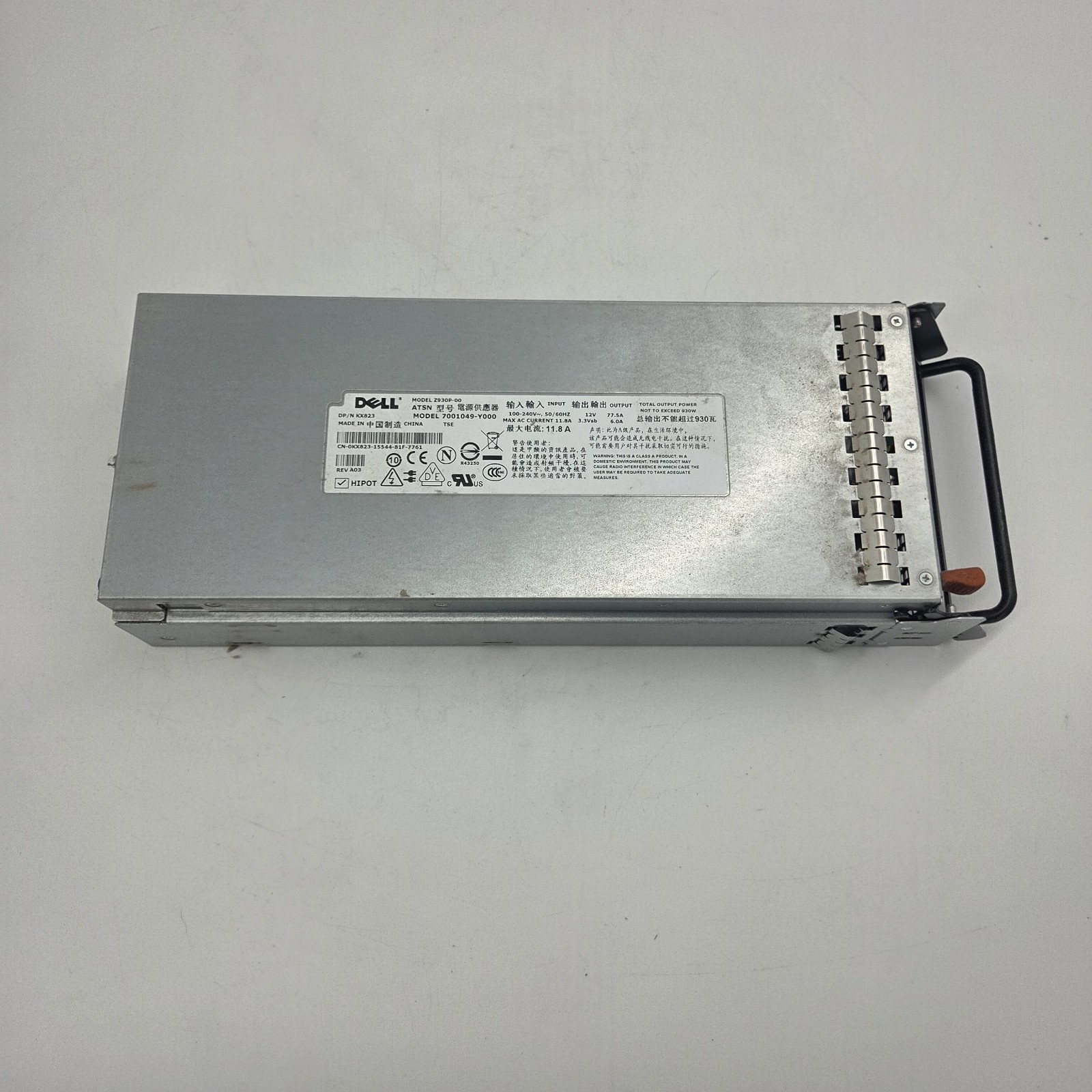 Dell KX823 Z930P-00 930W Hot Swap Power Supply PSU PowerEdge 2900 7001049-Y000