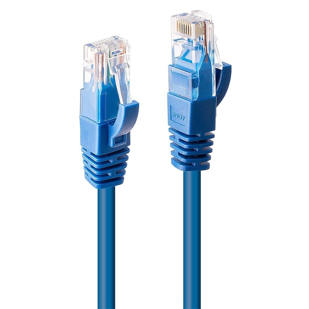 LINDY 1m CAT6 U/UTP Snagless Gigabit Network Cable, Blue 1m Blue