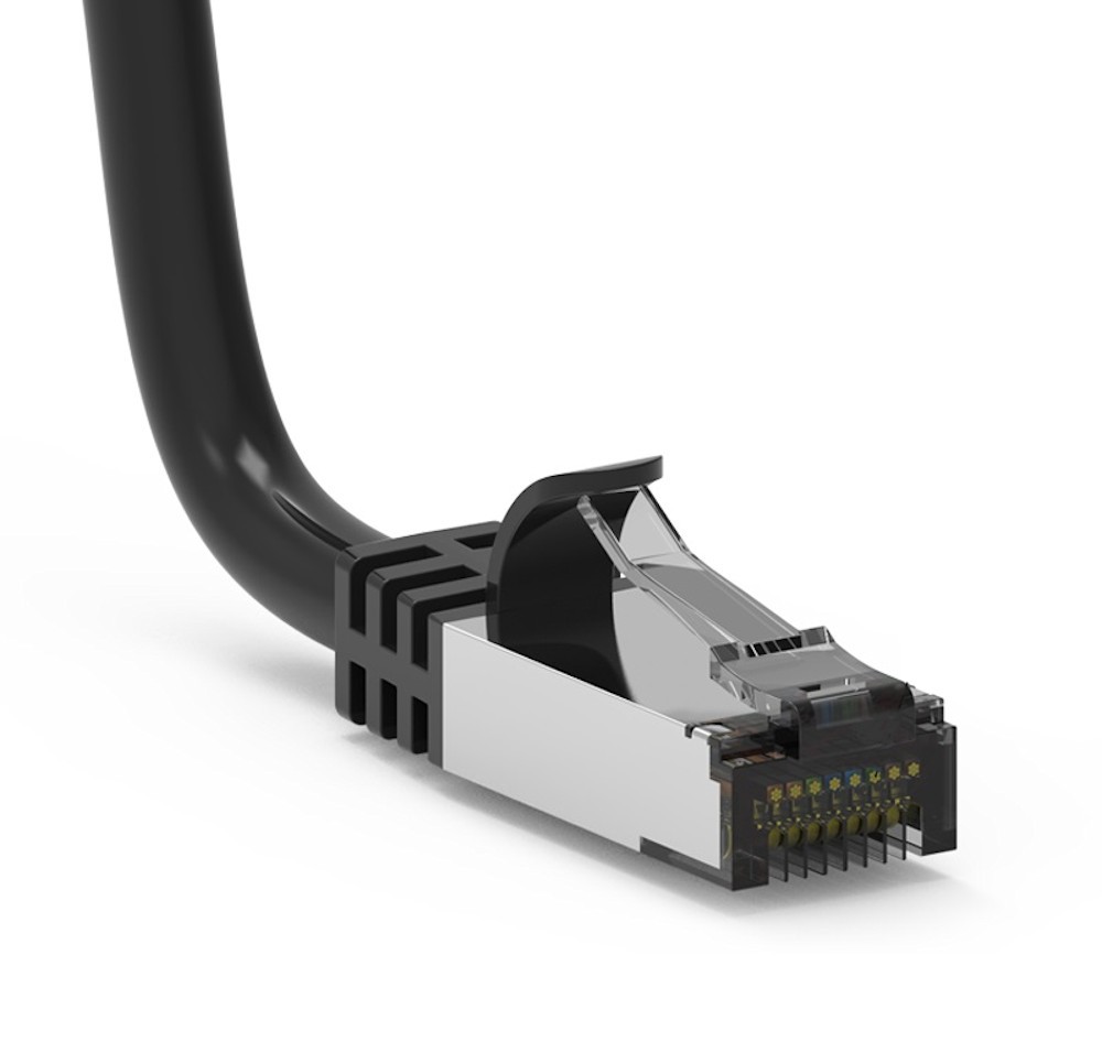 50ft Cat8 Shielded S/FTP Ethernet Patch Cable, Black RJ45 Network Cord Booted