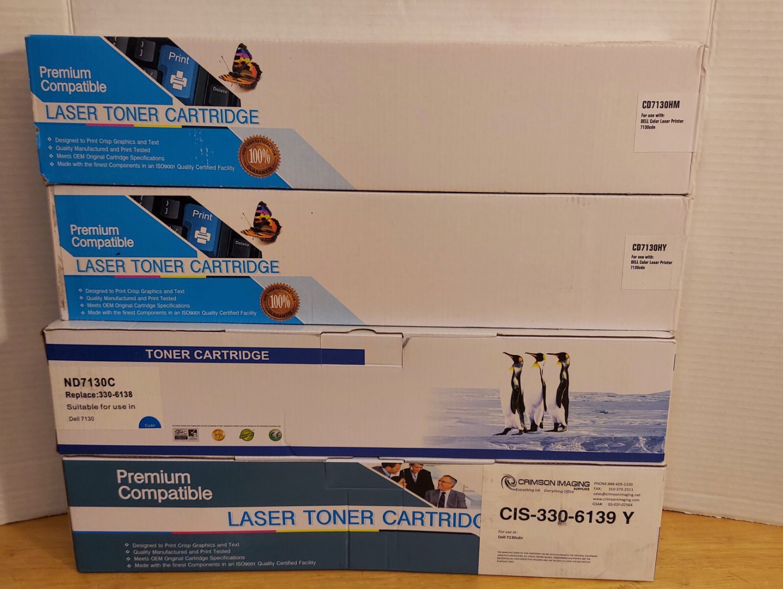 Dell 7130cdn Premium Compatible Toner 2-Yellow Cyan Magenta Lot Of 4 